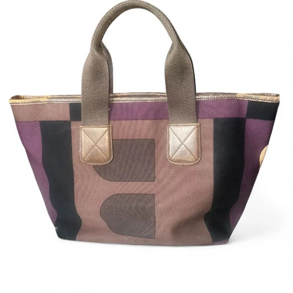 Bally Brown and Purple Tote Bag.